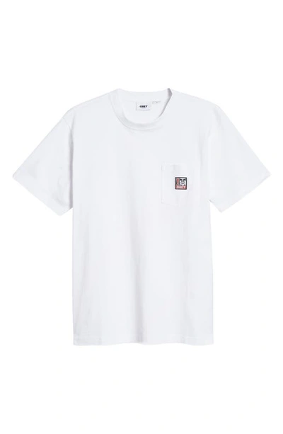 Shop Obey Point Pocket Logo Organic Cotton T-shirt In White