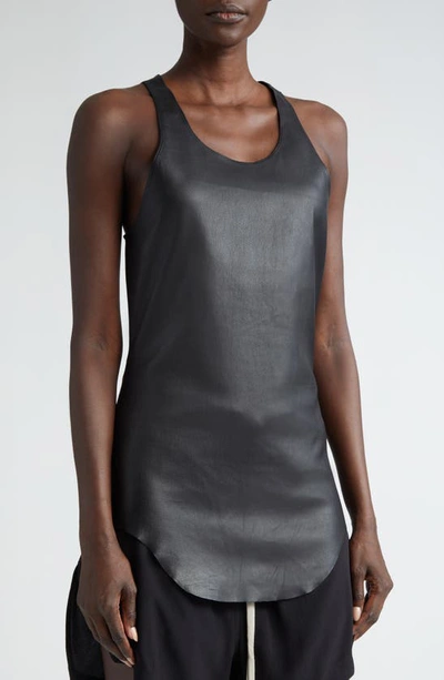 Rick Owens Leather Tank In Black