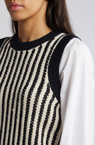 Shop French Connection Moma Stripe Sweater Vest In Black Ash/