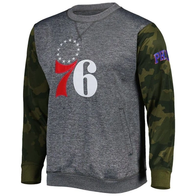 Shop Fanatics Branded Heather Charcoal Philadelphia 76ers Camo Stitched Sweatshirt