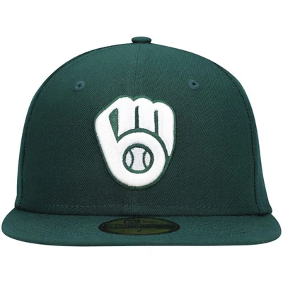Shop New Era Green Milwaukee Brewers White Logo 59fifty Fitted Hat