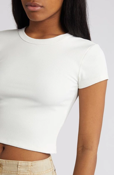 Bp. Compact Rib Crop Baby Tee In White Blanc