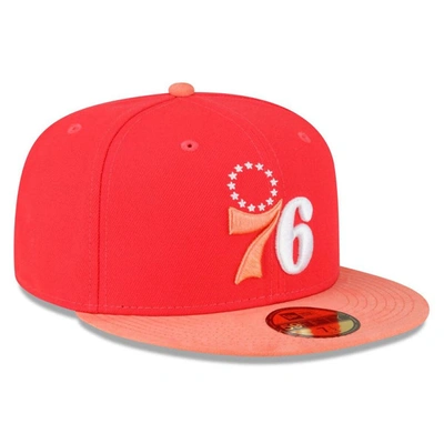 Shop New Era Red/peach Philadelphia 76ers Tonal 59fifty Fitted Hat