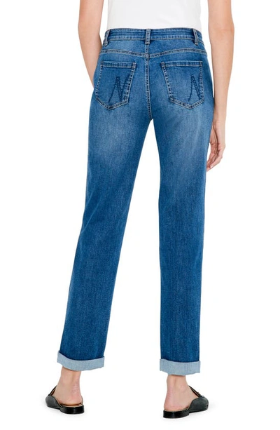 Nic + Zoe Cuffed High Waist Straight Leg Girlfriend Jeans In Atlantic