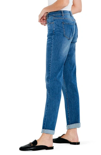Nic + Zoe Cuffed High Waist Straight Leg Girlfriend Jeans In Atlantic
