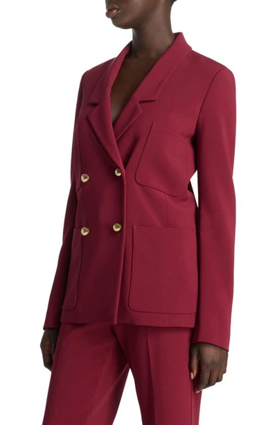 St John Double Breasted Stretch Cady Blazer In Raspberry