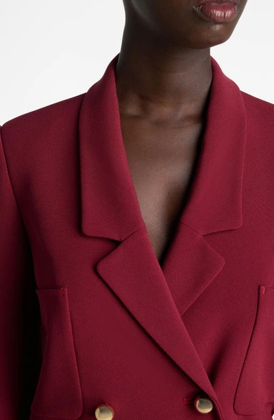 St John Double Breasted Stretch Cady Blazer In Raspberry