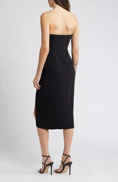 Shop Amanda Uprichard Puzzle Strapless Midi Dress In Black
