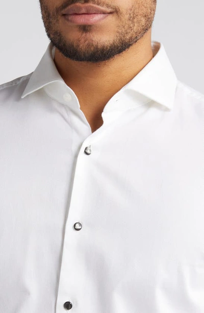 Hugo Boss Jasper Pique Slim Fit Tuxedo Shirt In White