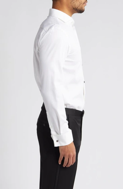 Hugo Boss Jasper Pique Slim Fit Tuxedo Shirt In White