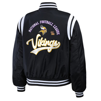 Shop Wear By Erin Andrews Black Minnesota Vikings Full-zip Bomber Jacket