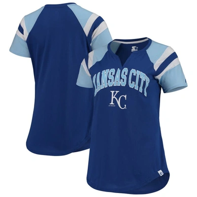 Shop Starter Royal/blue Kansas City Royals Game On Notch Neck Raglan T-shirt