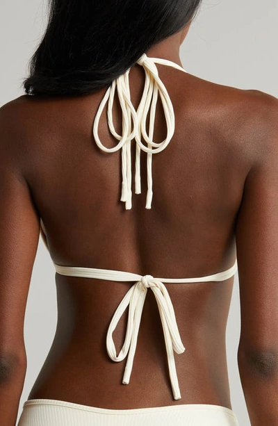 Shop Montce Euro Bow Bikini Top In Cream Rib