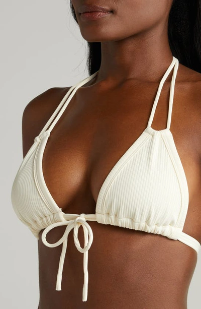 Shop Montce Euro Bow Bikini Top In Cream Rib