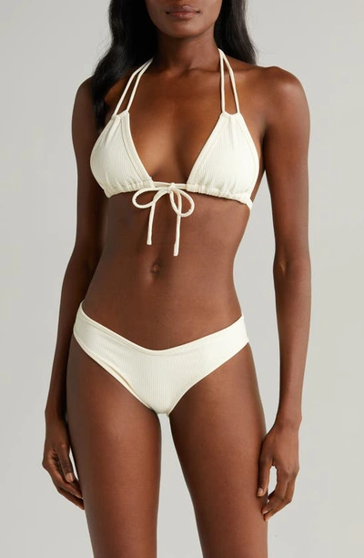 Shop Montce Euro Bow Bikini Top In Cream Rib