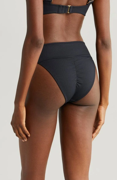 Montce Tamarindo Rib High Cut Bikini Bottoms In Black