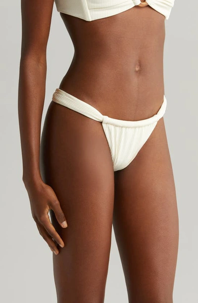 Montce X Elsa Hosk Sandra Pearl Bikini Bottom In Cream Rib