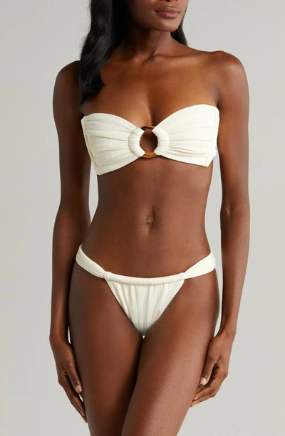 Montce X Elsa Hosk Sandra Pearl Bikini Bottom In Cream Rib