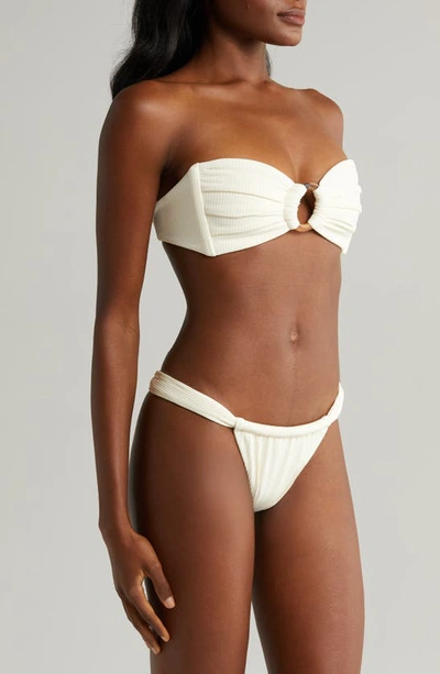 Montce X Elsa Hosk Sandra Pearl Bikini Bottom In Cream Rib