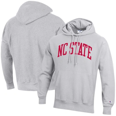 Shop Champion Heathered Gray Nc State Wolfpack Team Arch Reverse Weave Pullover Hoodie In Heather Gray