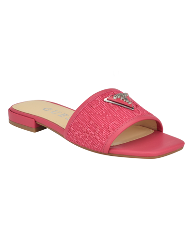 Shop Guess Women's Tamsey Square-toe Flat Slide Sandals In Pink