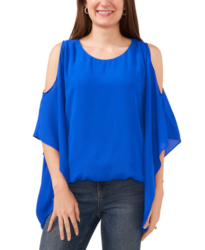 Shop Sam & Jess Women's Cold-shoulder Cape-sleeve Top In Electric Glow Blue