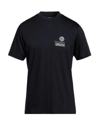 Shop Giorgio Armani Man T-shirt Midnight Blue Size 40 Viscose, Polyester
