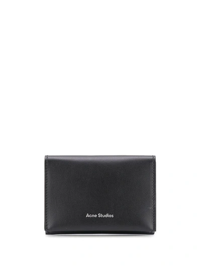 Shop Acne Studios Logo Leather Wallet In Negre