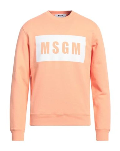 Shop Msgm Man Sweatshirt Apricot Size Xs Cotton In Orange