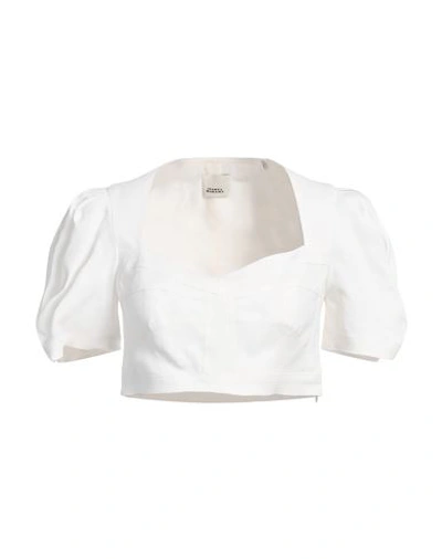 Shop Isabel Marant Woman Top White Size 4 Hemp, Viscose, Elastane