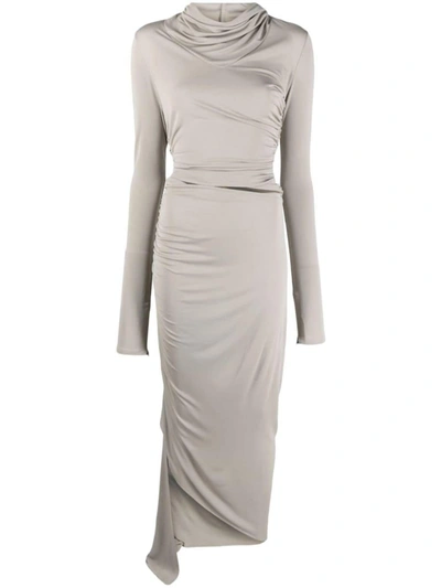 Shop Andreädamo Andreādamo Draped Jersey Asymmetric Midi Clothing In Grey