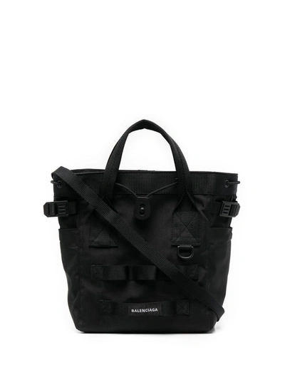 Shop Balenciaga Army Small Nylon Tote Bag In Black