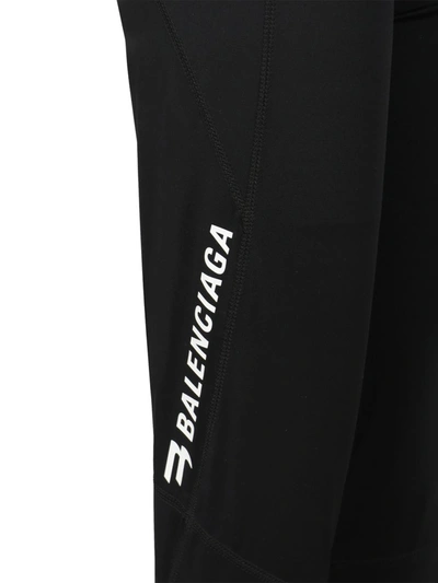 Shop Balenciaga Black Leggings With Side Logo Detail In Stretch Spandex Woman