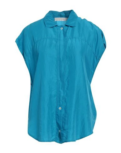 Shop Tela Woman Shirt Azure Size 6 Silk In Blue