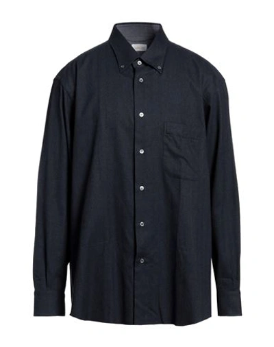 Shop Brioni Man Shirt Navy Blue Size 46 Cotton