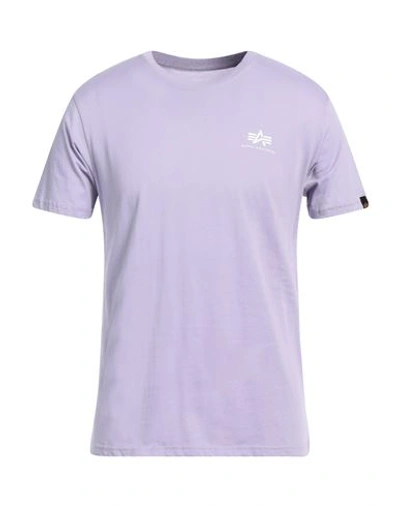 Shop Alpha Industries Man T-shirt Lilac Size S Cotton In Purple