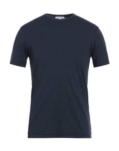 Shop James Perse Man T-shirt Navy Blue Size 3 Cotton