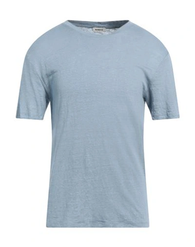 Shop Sandro Man T-shirt Sky Blue Size L Linen