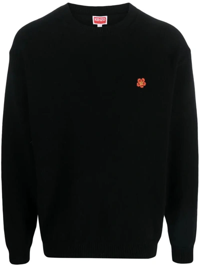 Shop Kenzo Boke Flower Wool Sweater In Black
