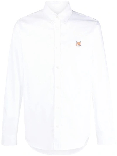 Shop Maison Kitsuné Button Down Classic Shirt With Institutional Fox H Clothing In White