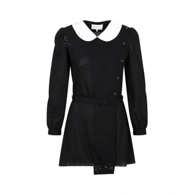 Shop Maison Margiela Short Dress With Raw Cut In Black