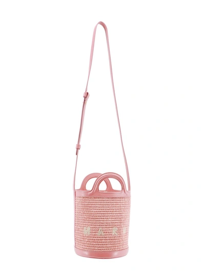 Shop Marni 'tropicalia' Small Pink Leather And Fabric Bag In Light Pink