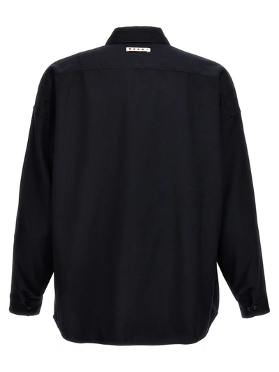 Shop Marni Light Wool Shirt In Black