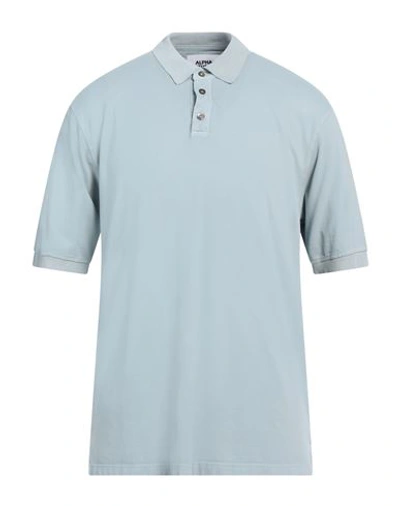 Shop Alpha Studio Man Polo Shirt Light Blue Size 46 Cotton, Elastane