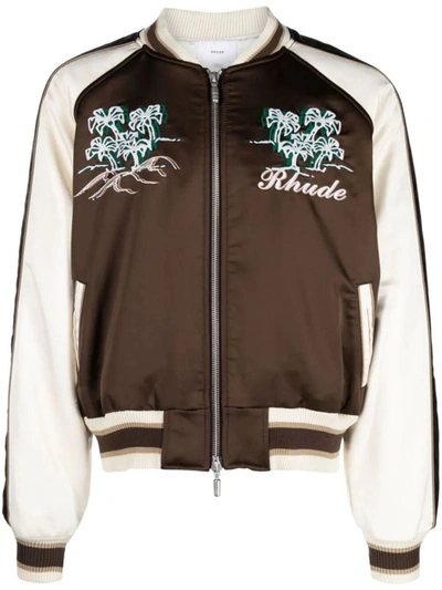 Shop Rhude Crepe Satin Souvenier Jacket Clothing In Brown