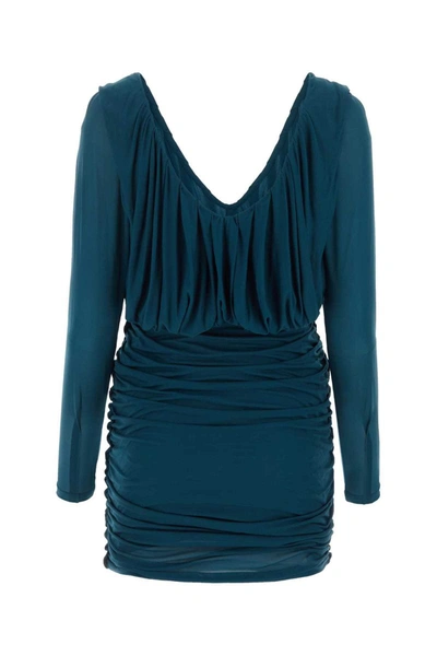 Shop Saint Laurent Short Jersey Dress In Blue