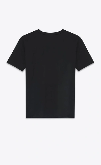 Shop Saint Laurent Logo Cotton T-shirt In Black