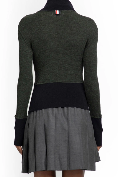 Shop Thom Browne Green And Black Wool Turtleneck Sweater