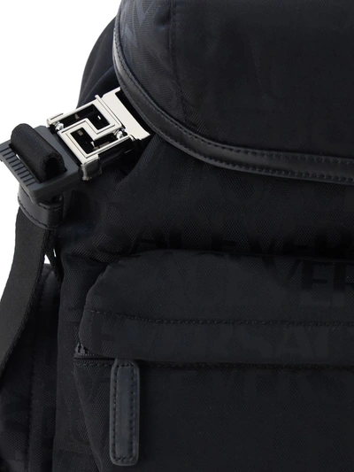 Shop Versace Backpacks In Black-ruthenium