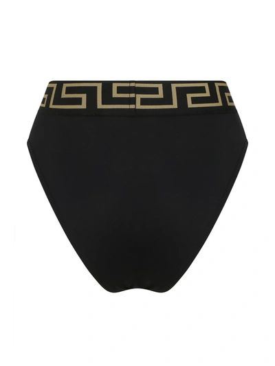 Shop Versace Greca Detail Bikini Bottoms In Black